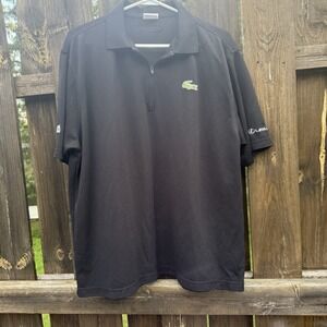 Lacoste Black Zip Collar Polo Men's Size 7 Lexus Collaboration Alligator Preppy